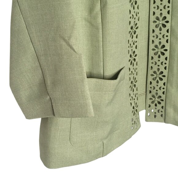 Alfred Dunner Jacket Womens 10P Petite Southampton Floral Trim Blazer Blouse - Picture 4 of 14